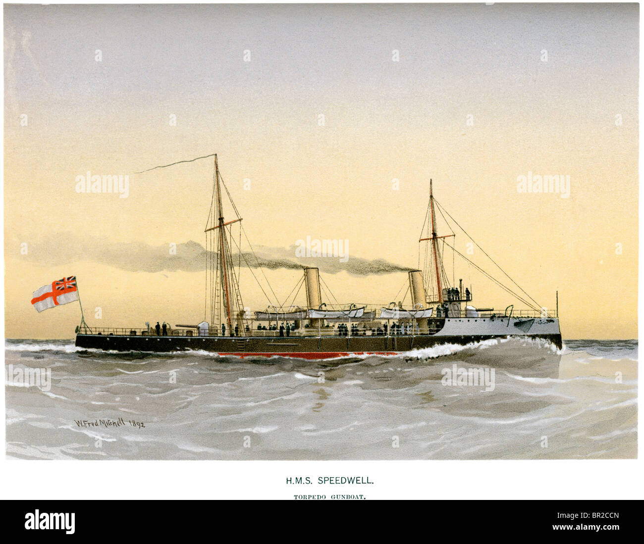 Le HMS Speedwell était une canonnière torpille lancée en 1889. Elle a été convertie en un dragueur en 1909 et a été vendu en 1920. Banque D'Images