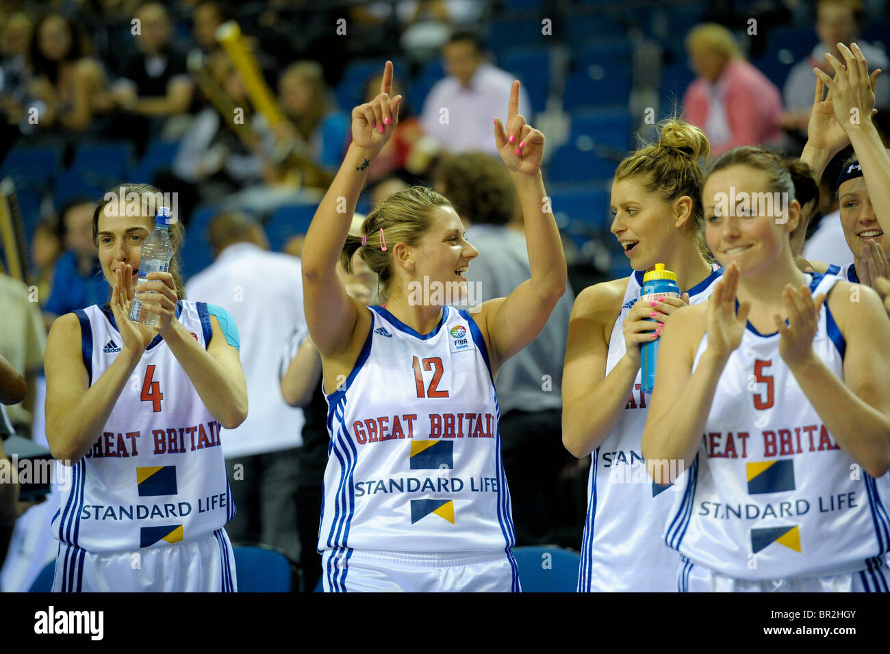 26.08.2010 Grande-bretagne prendre à l'Allemagne dans le basket-ball européen 2011 des femmes à l'Echo Arena qualificatifs à Liverpool. Banque D'Images