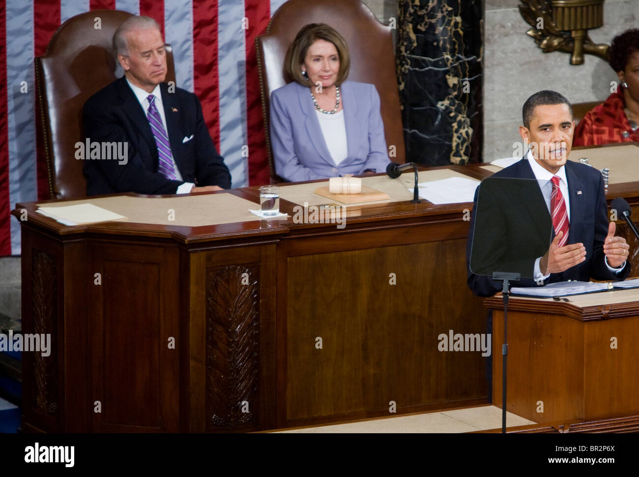 Le président Barack Obama présente son premier état de l'Union. Banque D'Images