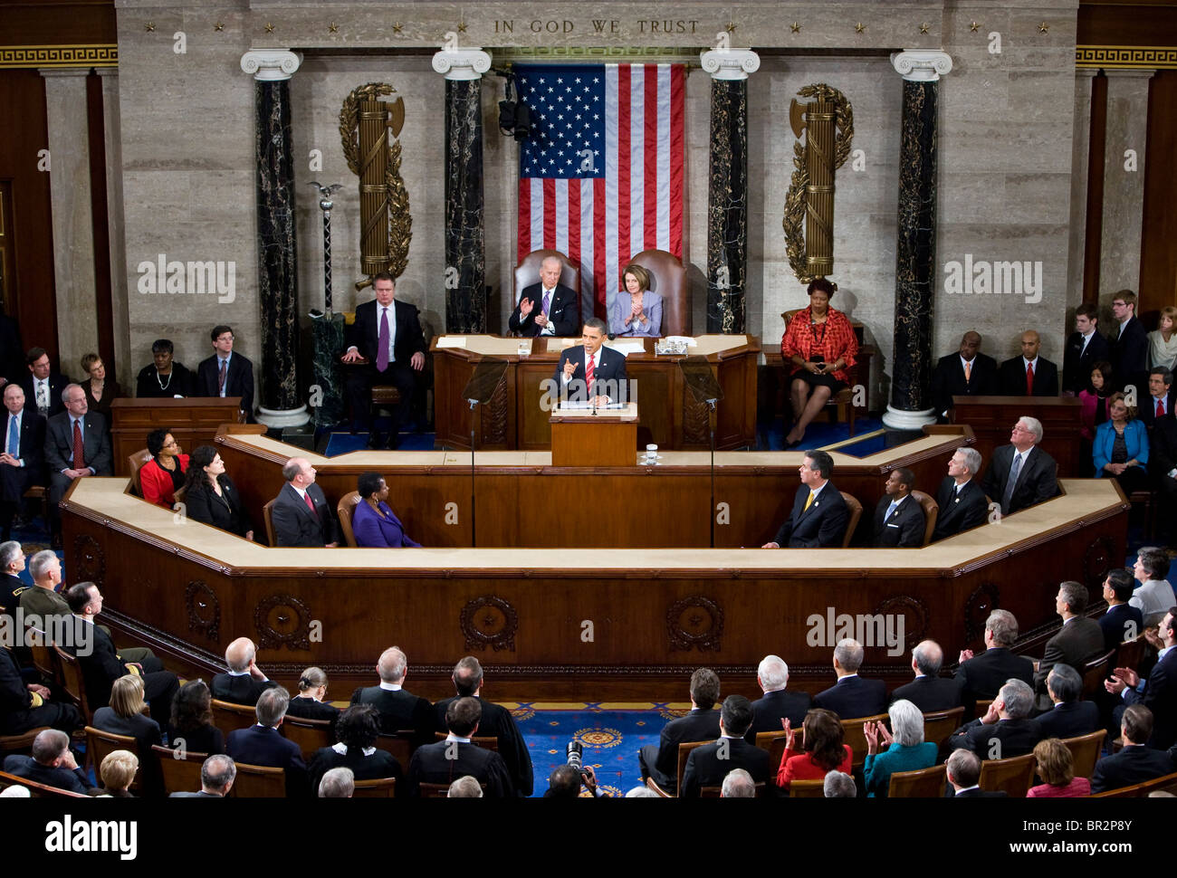 Le président Barack Obama présente son premier état de l'Union. Banque D'Images