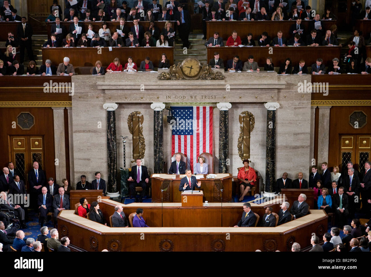 Le président Barack Obama présente son premier état de l'Union. Banque D'Images