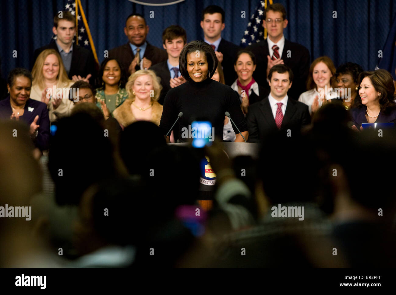 La Première Dame Michelle Obama parle au Département du travail. Banque D'Images