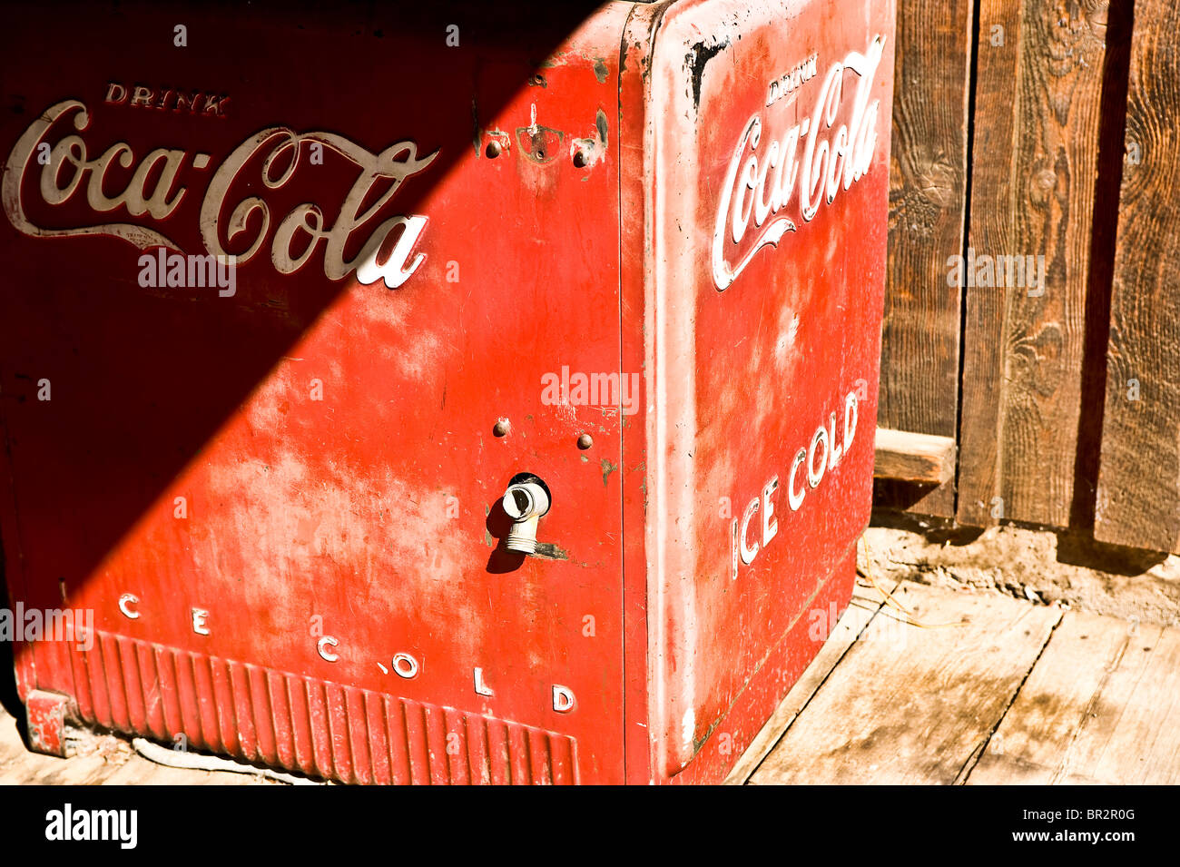 Ancienne glacière Coca Cola. Banque D'Images