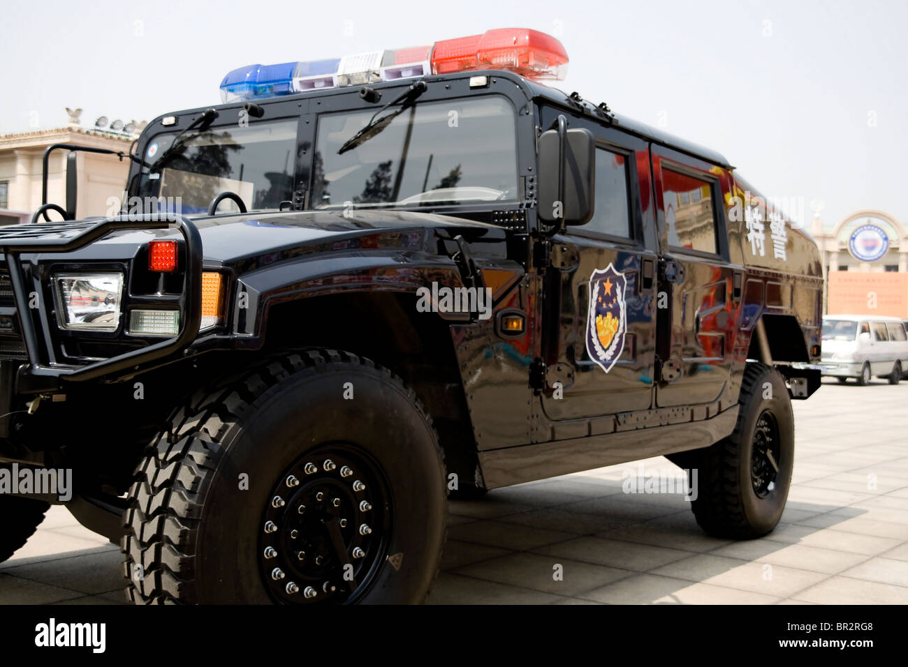 Voiture de police chinois est en attente Banque D'Images