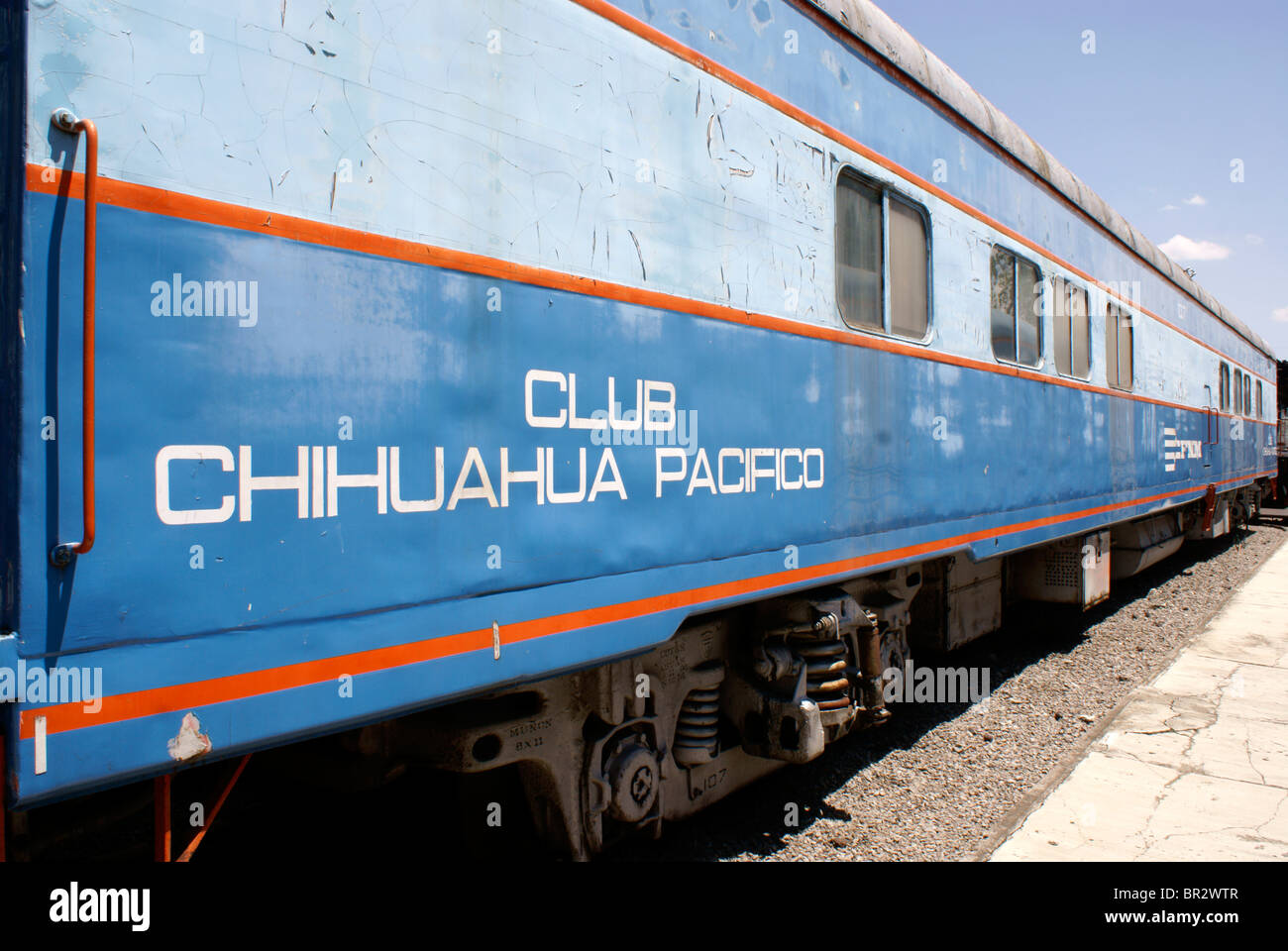 Club car. Chihuahua Pacifico railway, Museo Nacional de los Ferrocarriles Mexicanos ou Musée National du chemin de fer, Puebla, Mexique Banque D'Images