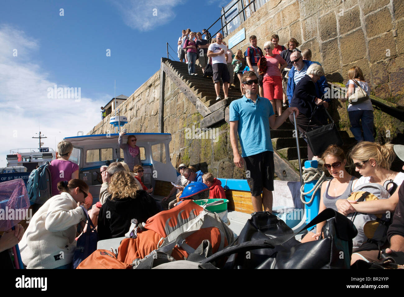 L'embarquement inter island boat, St Mary, Îles Scilly Banque D'Images