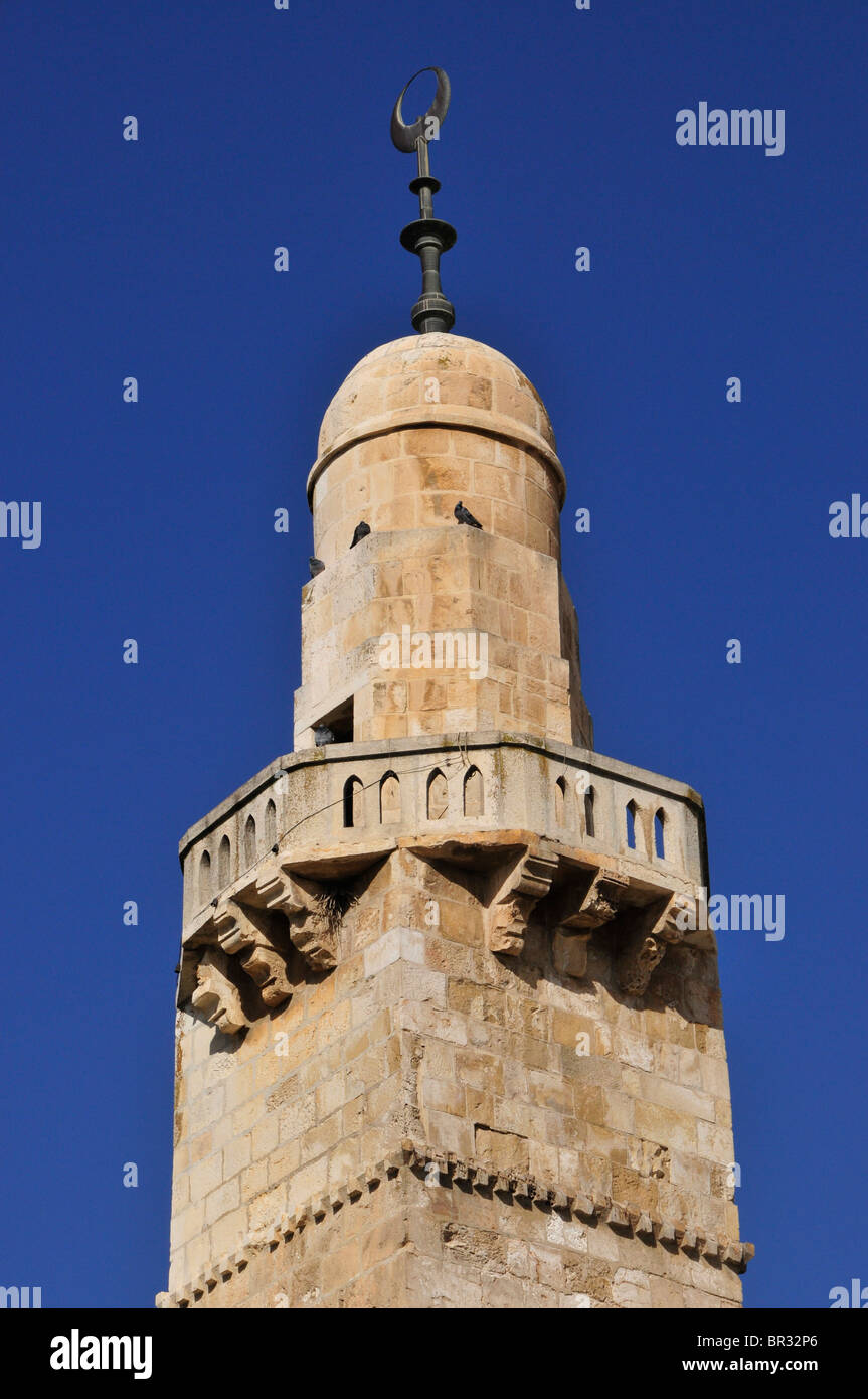 Minaret de la citadelle du 14ème siècle, Jérusalem, Israël, Moyen-Orient, l'Orient Banque D'Images