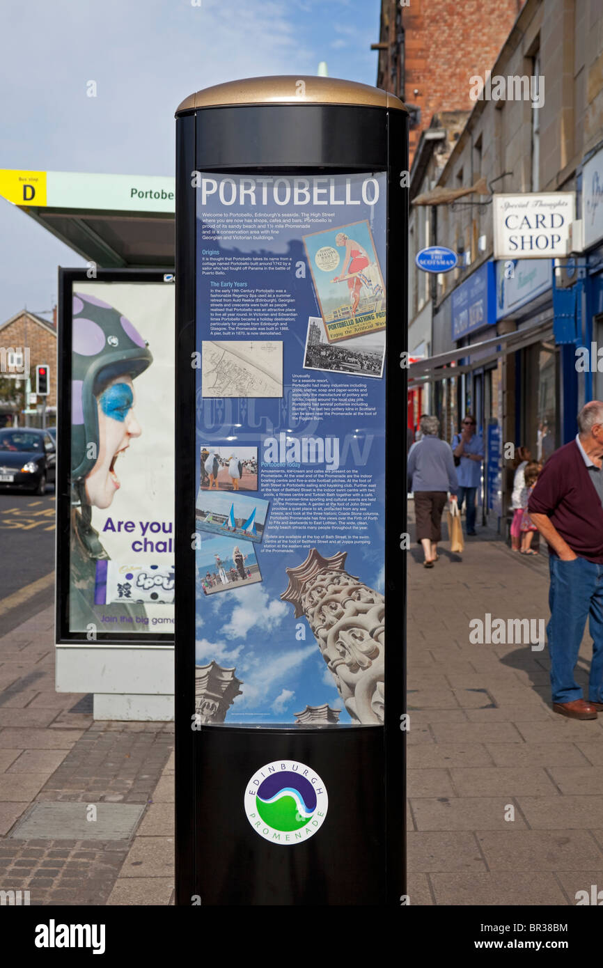 Tourisme information sign, Portobello High Street, Édimbourg, Écosse, Royaume-Uni, Europe Banque D'Images