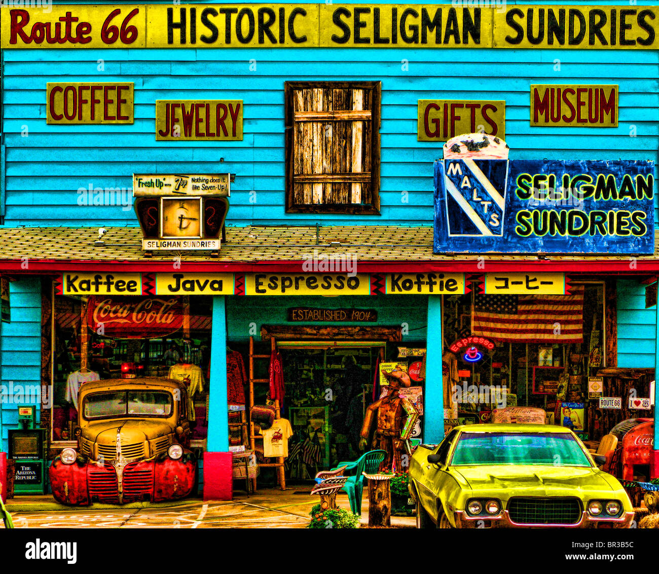 La vieille Route 66 piège à touristes Banque D'Images