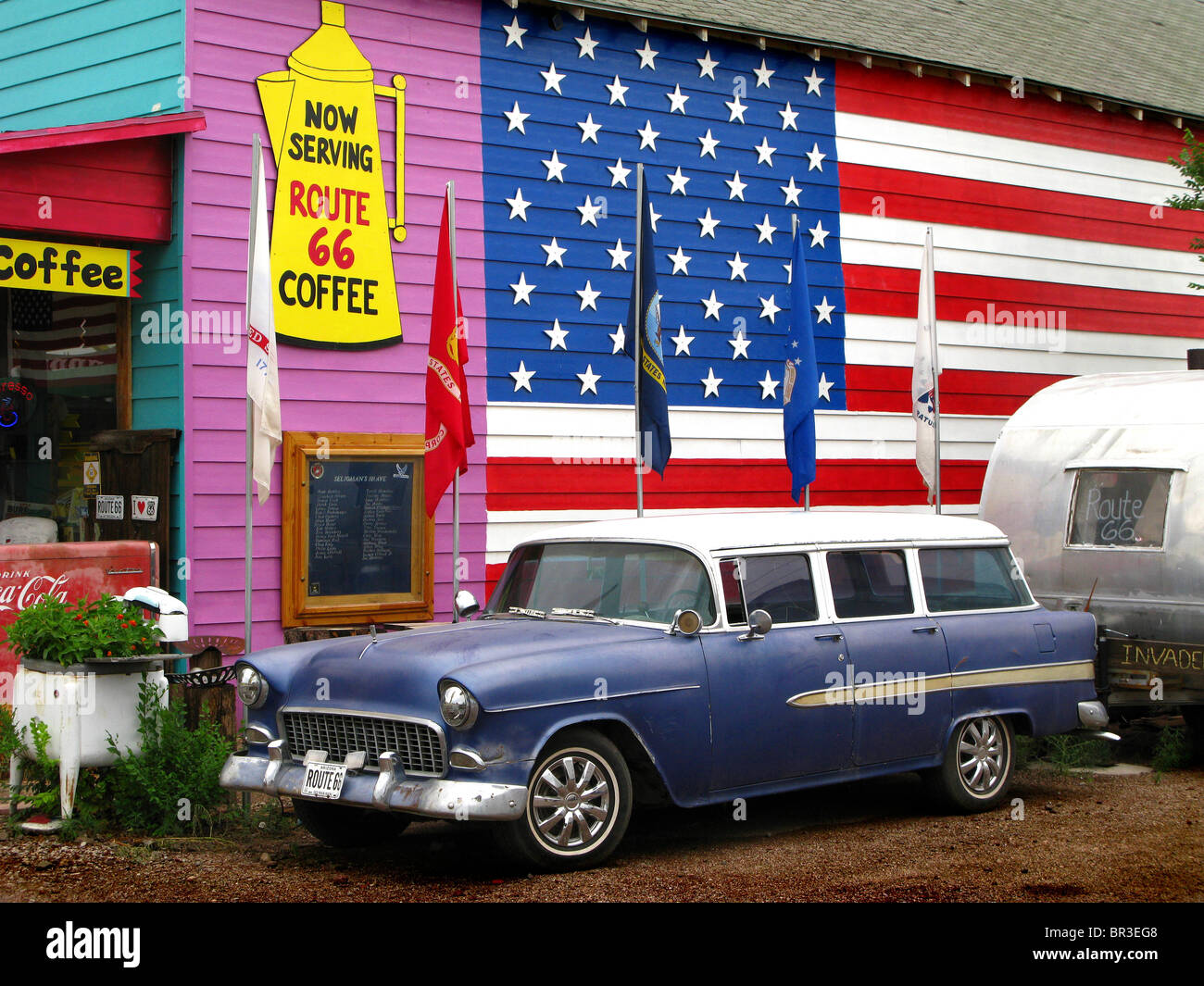 La vieille Route 66 piège à touristes Banque D'Images