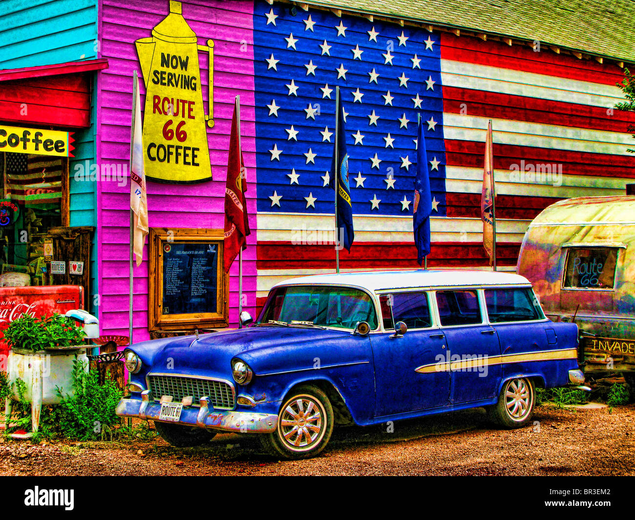 La vieille Route 66 piège à touristes Banque D'Images