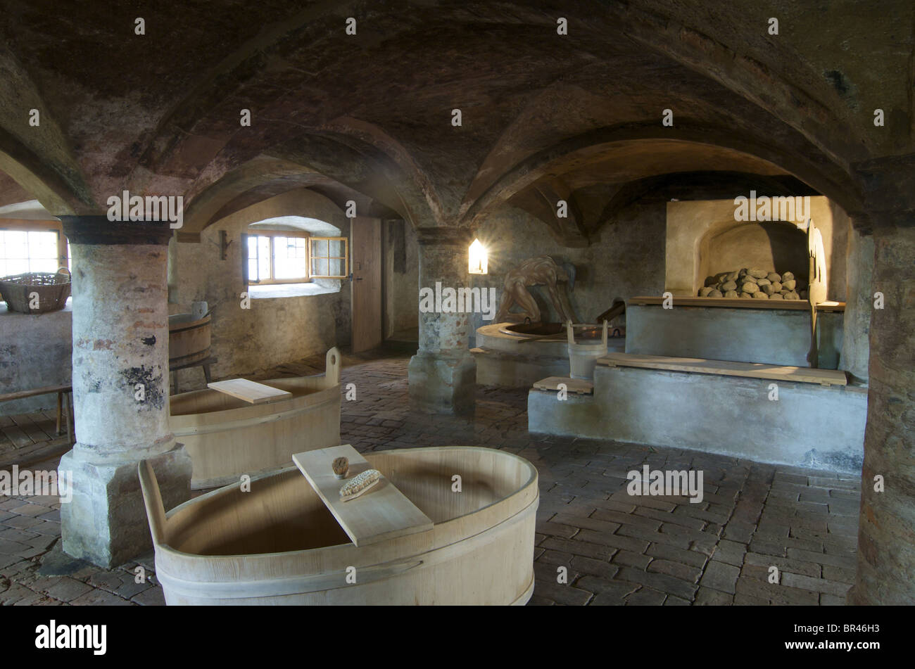 Salle de bains historiques, Wangen im Allgaeu, Bade-Wurtemberg, Allemagne, Europe Banque D'Images