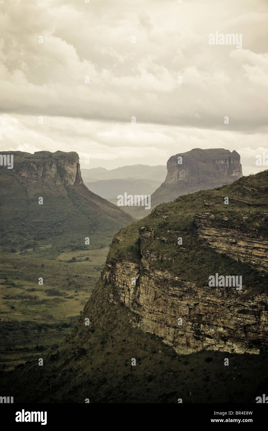 Vue panoramique sur le Parc National Chapada Diamantina près de Lencois, Brésil. Banque D'Images