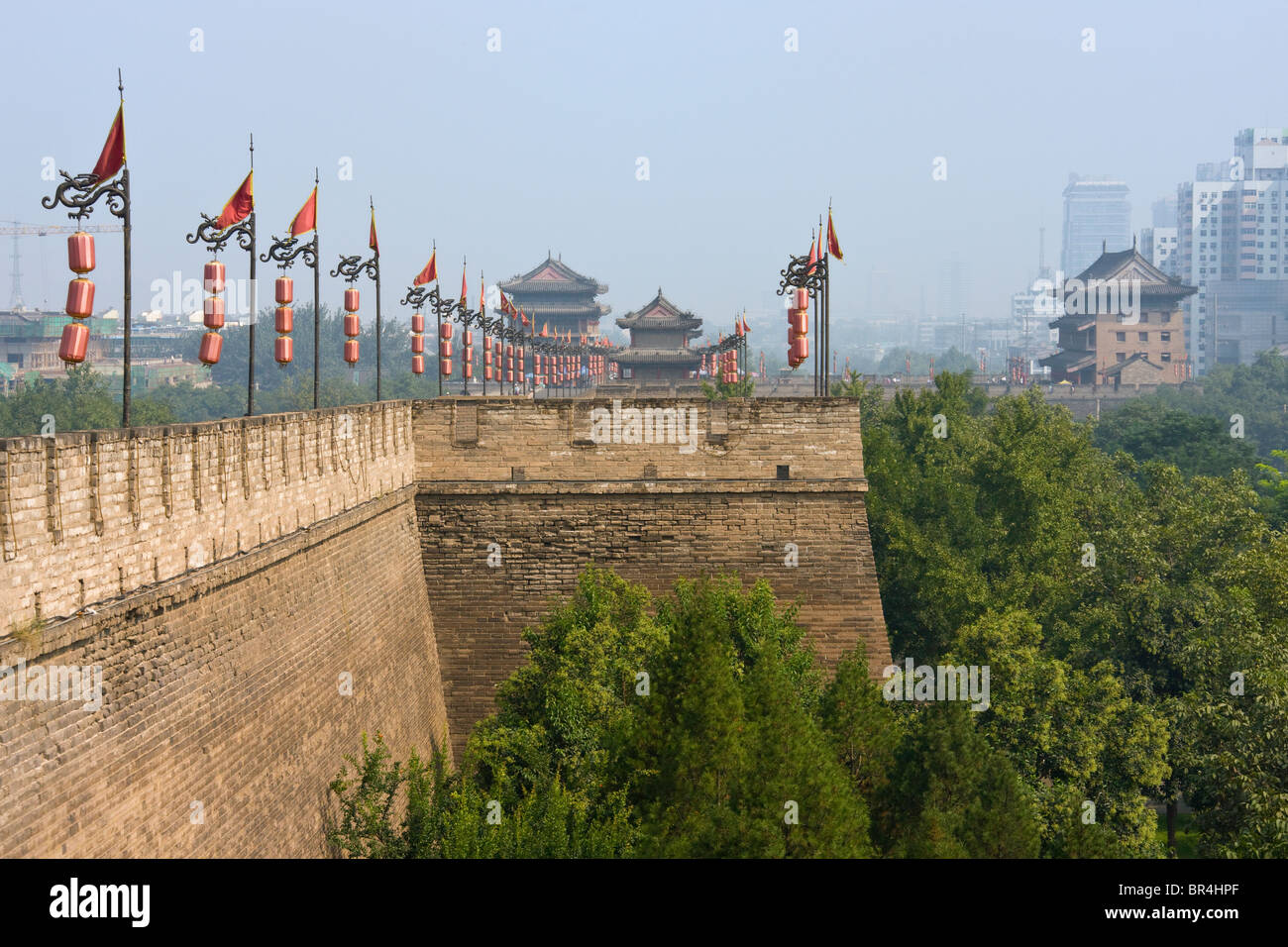 Ville ancienne tour et mur de la ville, Xian, Province du Shaanxi, Chine Banque D'Images