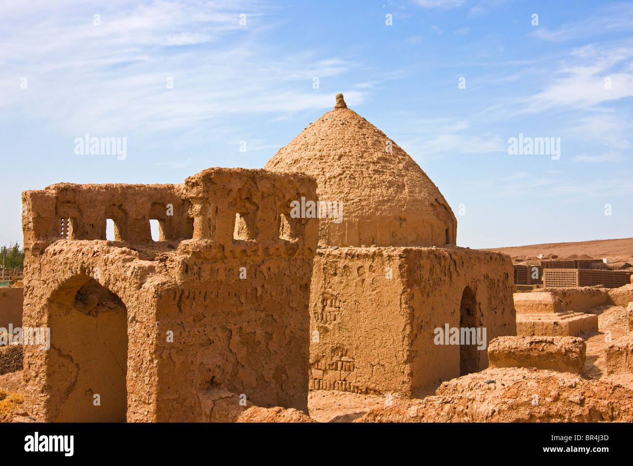 Le style traditionnel des maisons d'argile,Turpan, Xinjiang, Chine Banque D'Images