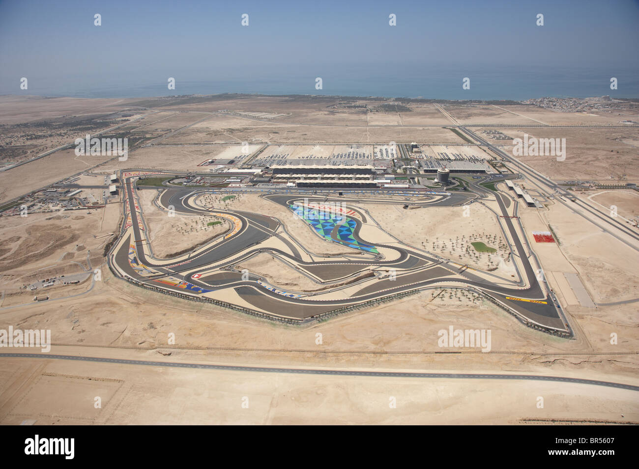 Photo aérienne du Circuit International de Bahreïn lors de l'édition 2010 du Grand Prix de Formule 1 Banque D'Images