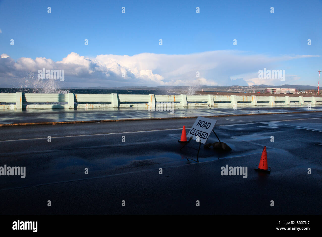 Route fermée tempête Banque D'Images