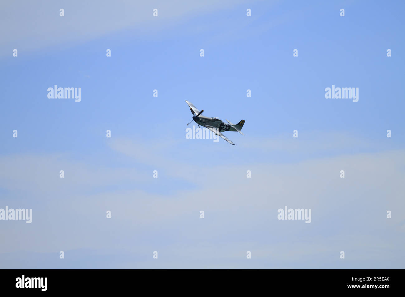 Un P-51 Mustang survole au spectacle aérien d'Eastbourne, East Sussex, Angleterre. Banque D'Images