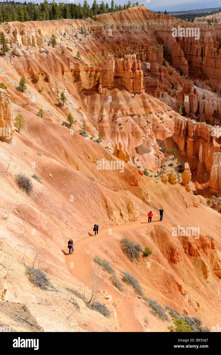 Visiteurs sur Rim Trail Bryce Canyon National Park Utah Banque D'Images