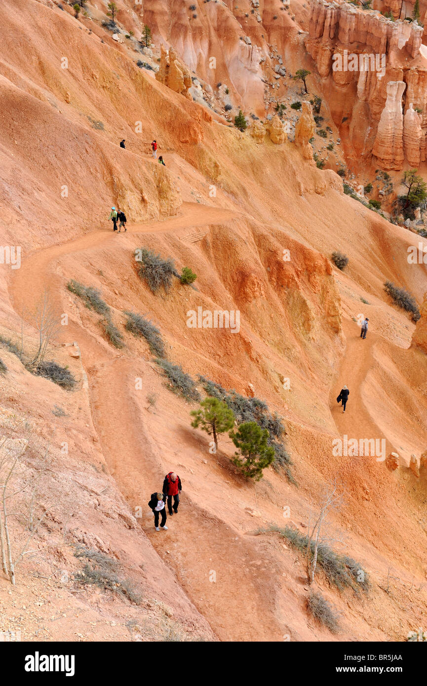 Visiteurs sur Rim Trail Bryce Canyon National Park Utah Banque D'Images