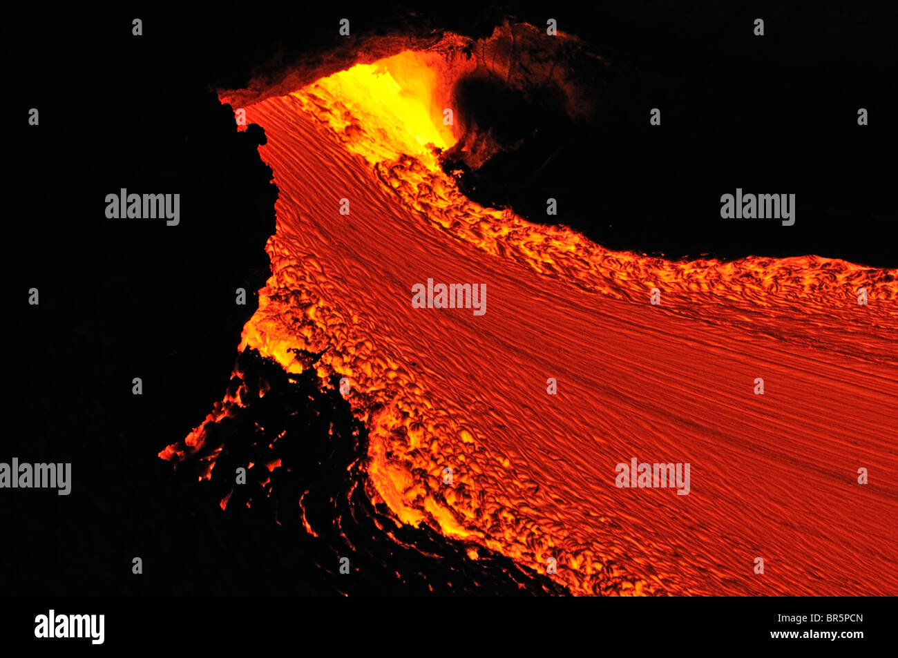 Fleuve de lave en fusion, close-up, Kilauea Volcano, Hawaii Islands, United States Banque D'Images