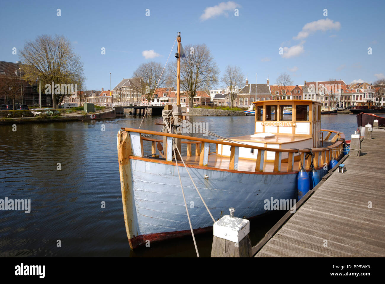 River Spaarne Haarlem, Pays-Bas Banque D'Images