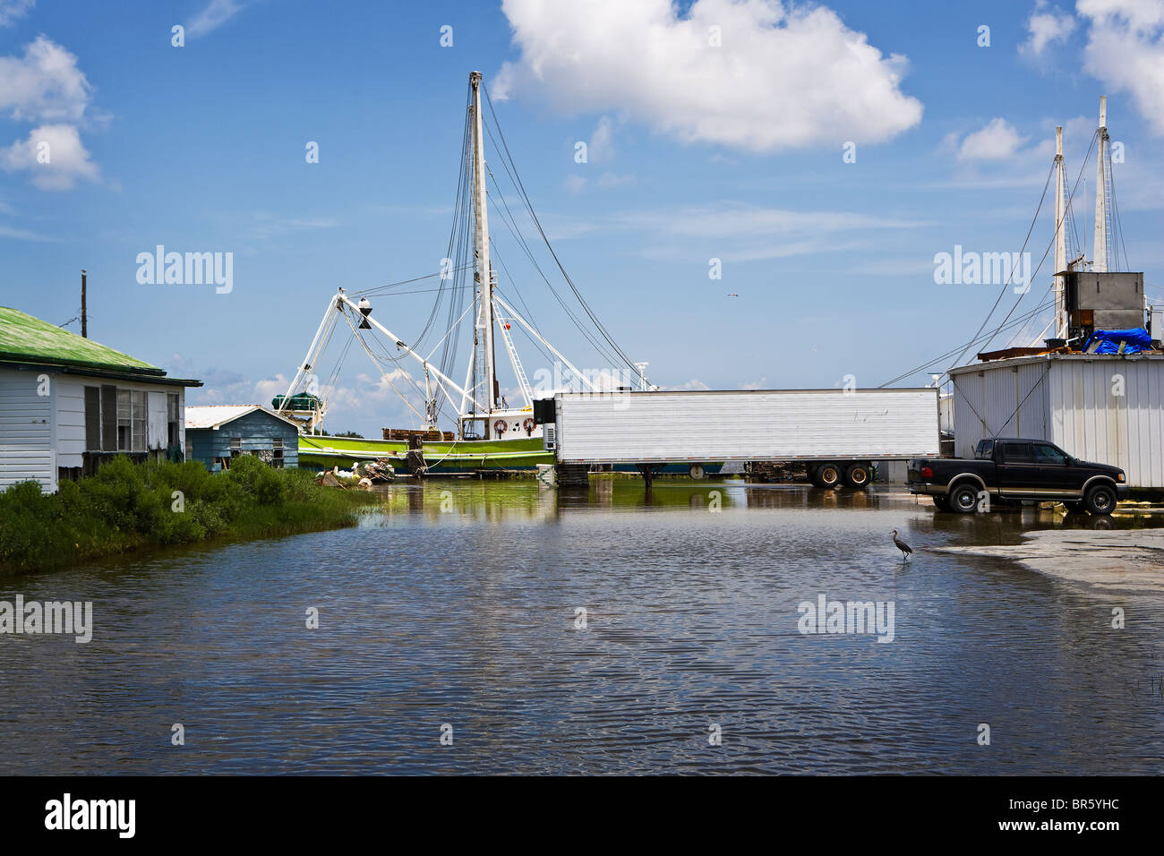 La marée haute les inondations le long de la Côte du Golfe. Banque D'Images