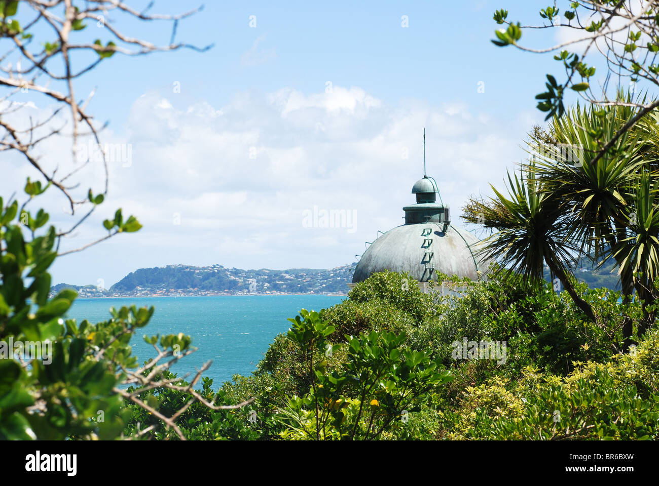 Haut du phare sur l'Île Matiu/Somes, sur le port de Wellington, Nouvelle-Zélande Banque D'Images