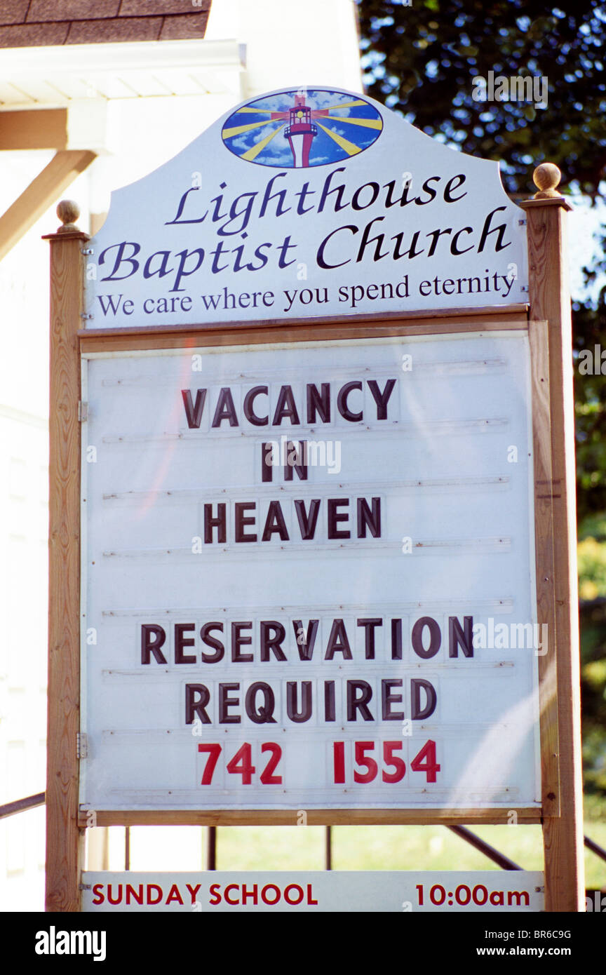 Humour Humour drôle / religieux signe de l'Église - Vacance dans le ciel, sur réservation Banque D'Images