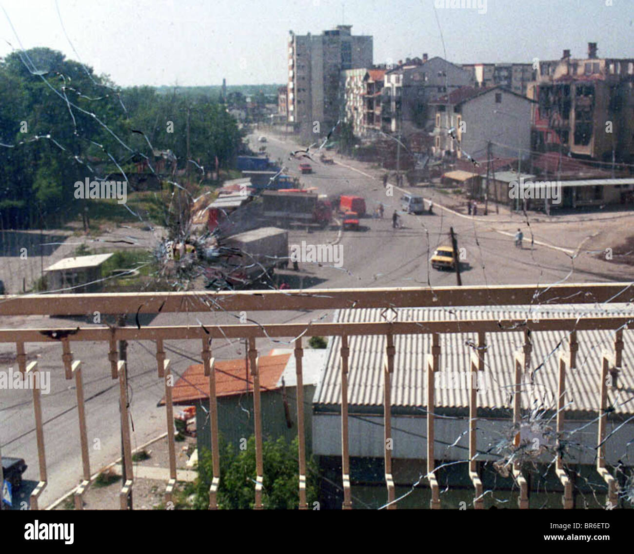 La destruction de la ville de Pec, au Kosovo. Banque D'Images