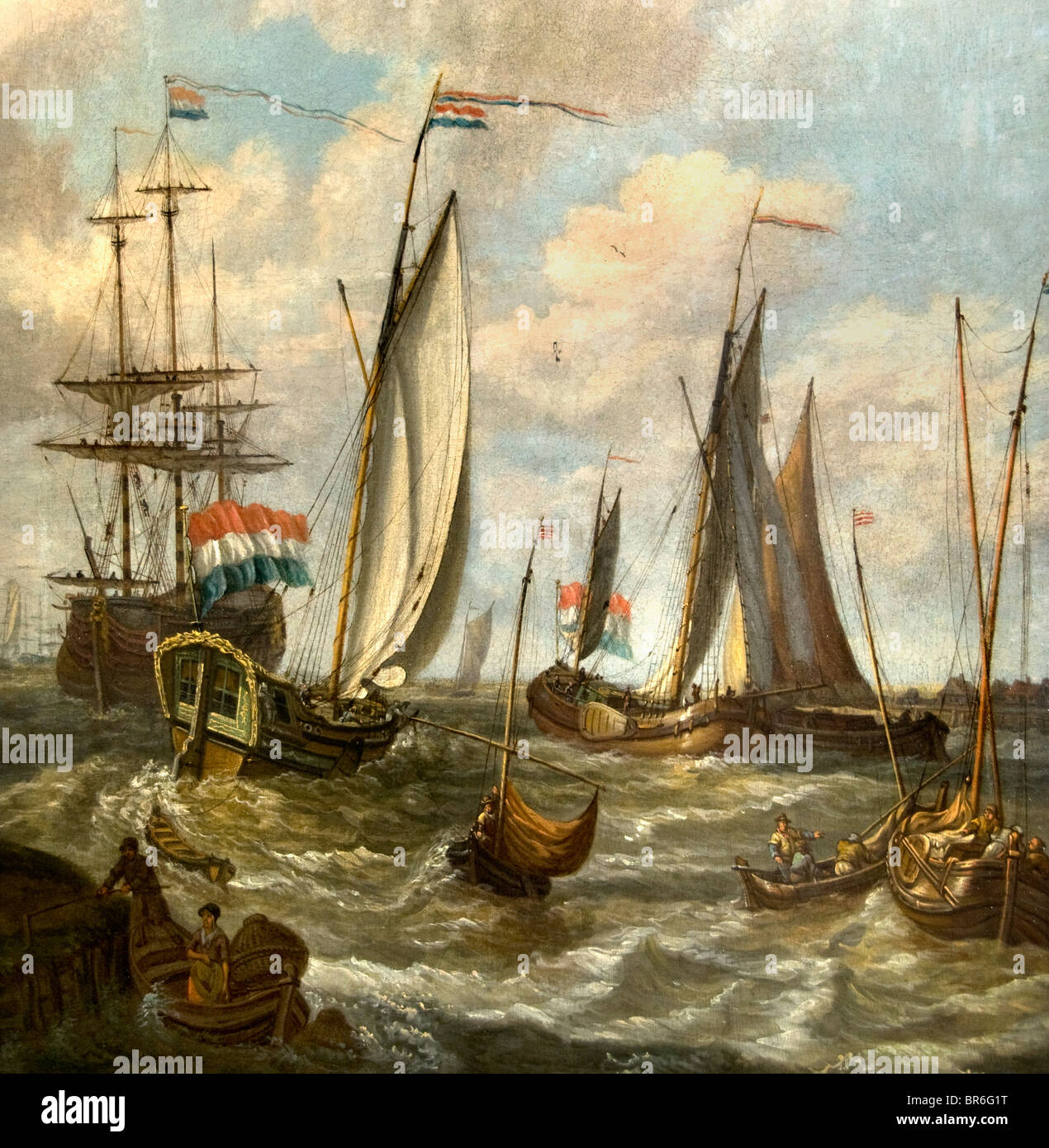 Peinture Voiliers Néerlandais Pays-Bas Drapeau IJsselmeer Banque D'Images