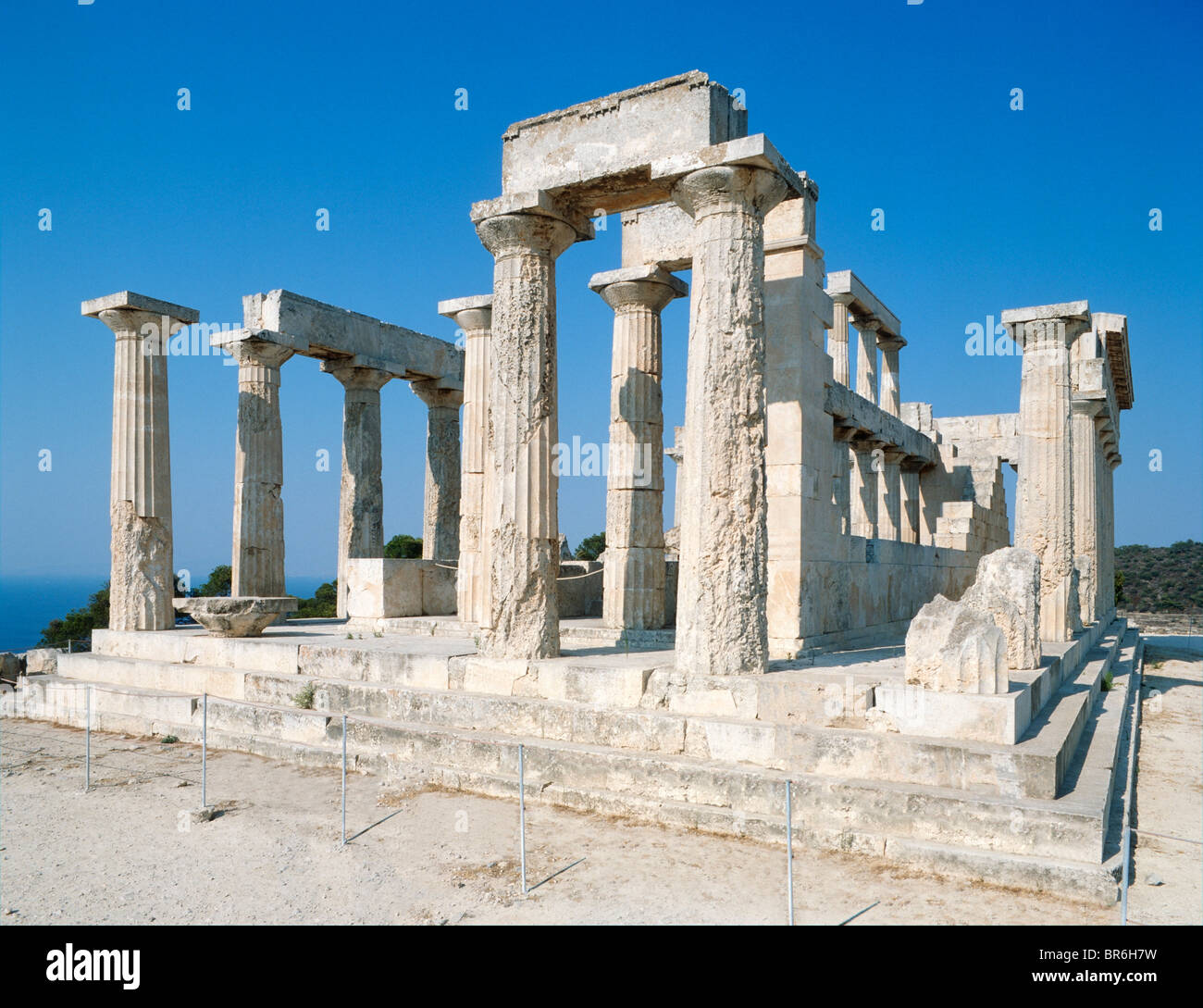 Ruines du temple d'Aphaïa, Égine, Iles saroniques, Grèce Banque D'Images