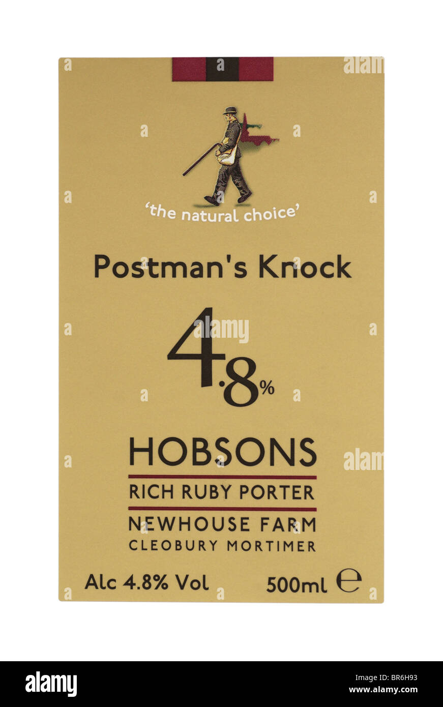 Hobsons Postman Knock riche Ruby Porter l'étiquette du flacon - août 2010. Banque D'Images