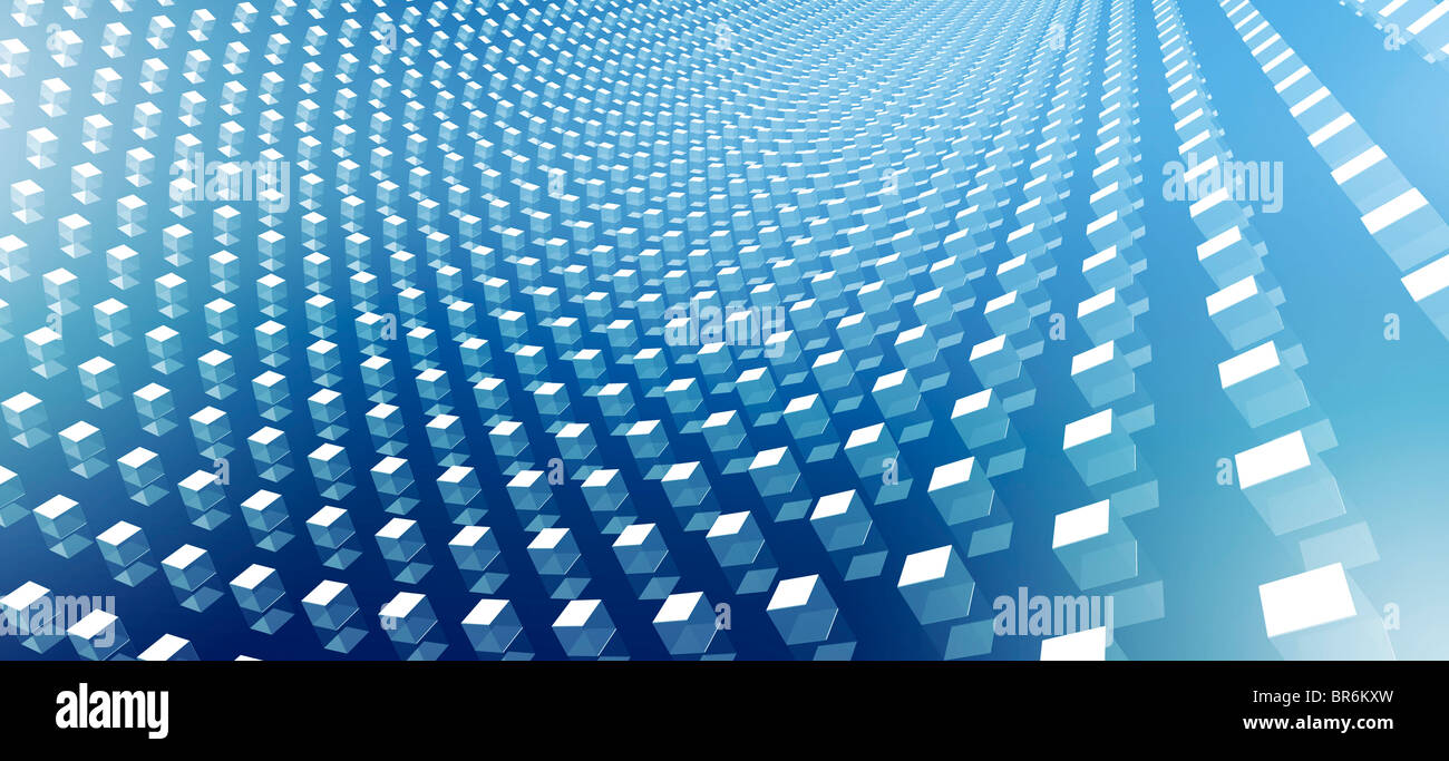 Abstract cubes bleus curve Banque D'Images