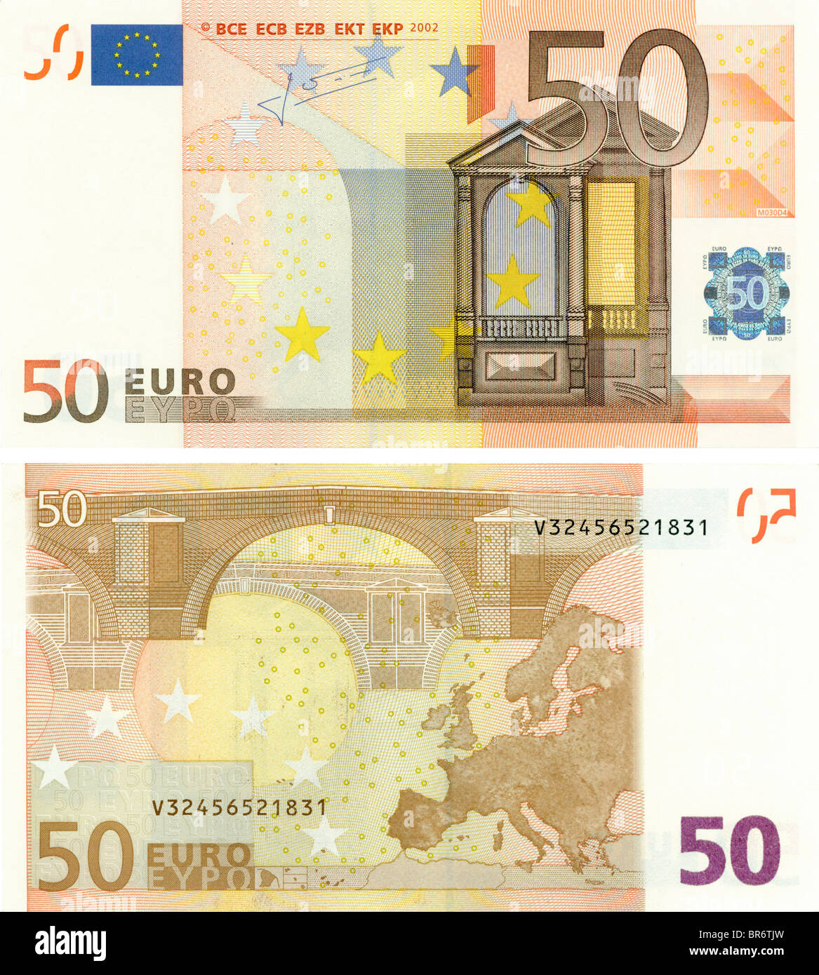 50 Euro Bill avant et l'arrière Banque D'Images