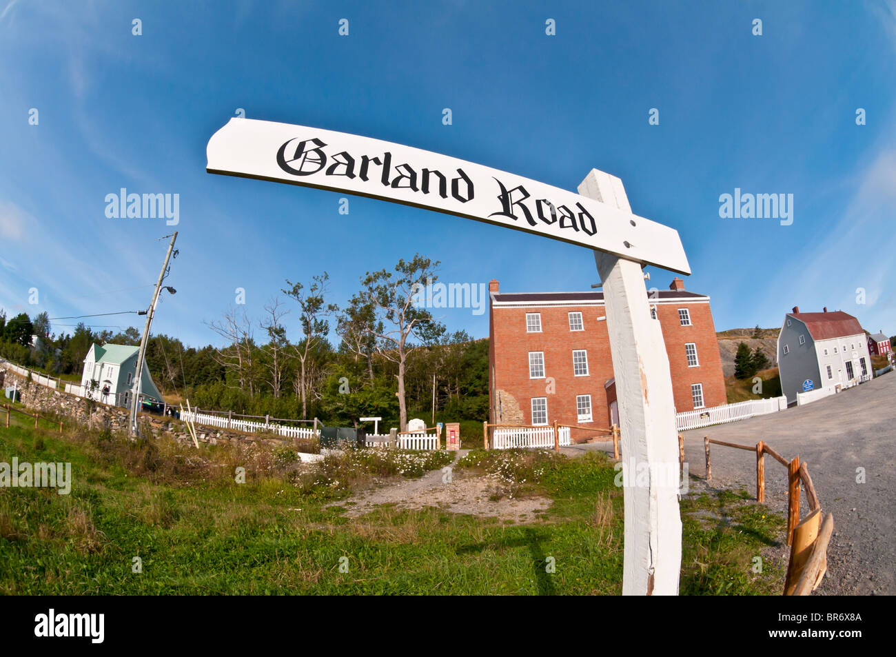 Garland Road, street sign, Trinité, Terre-Neuve, Canada Banque D'Images