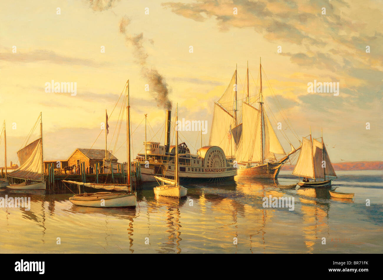 Nantucket soirée, vers 1886. 20' x 30'. Huile sur toile, 2002. Copyright © 2002 A.D Blake. Tous droits réservés. Le PADD Banque D'Images