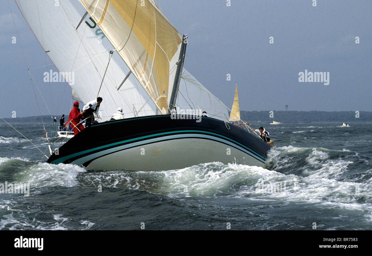 IOR 50 footer, "Windrose" aborde, par vent fort. Banque D'Images