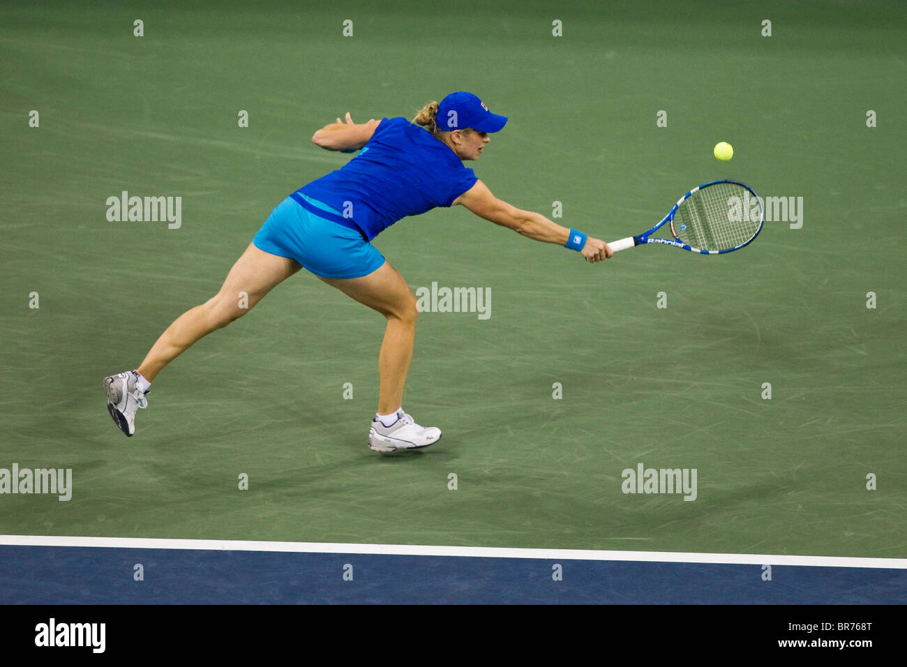 Kim Clijsters (BEL) qui se font concurrence dans le Women's Championship finales à l'US Open de Tennis 2010. Banque D'Images