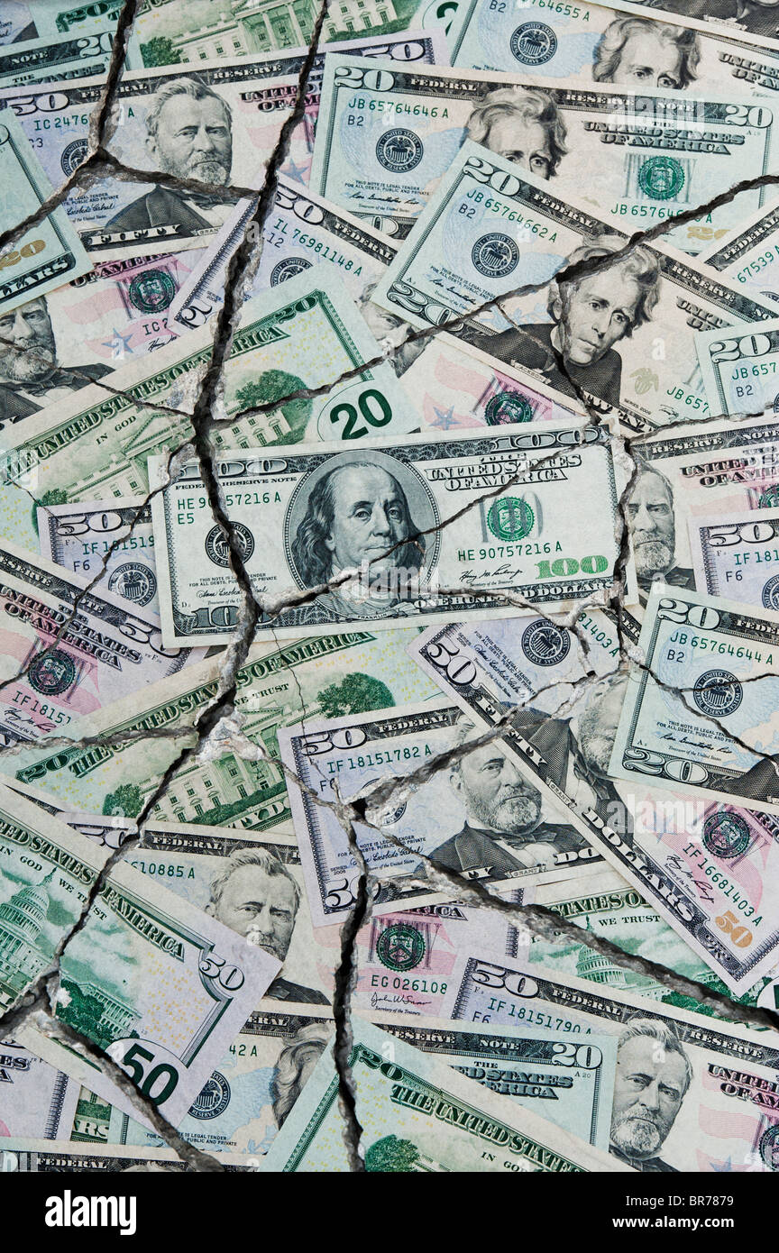 12.2005 American dollar bills concept à représenter une crise économique Banque D'Images