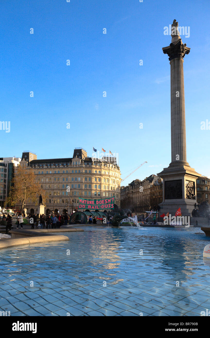 Camp de protestation du climat de l'automne 2009, à Trafalgar Square Banque D'Images
