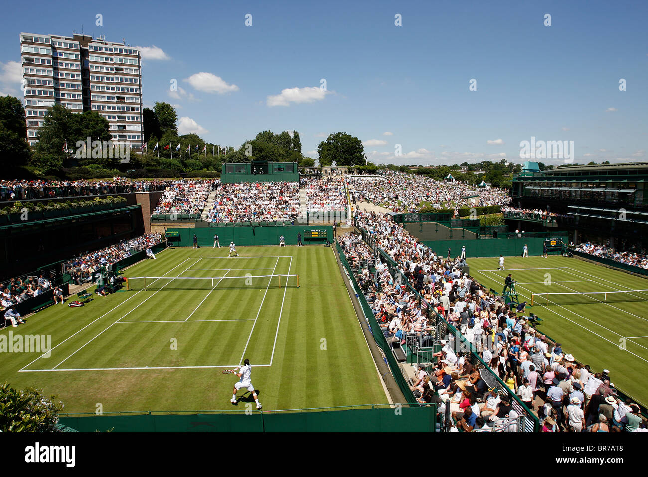 Vue générale du tribunal 18 au tennis de Wimbledon 2009 Banque D'Images