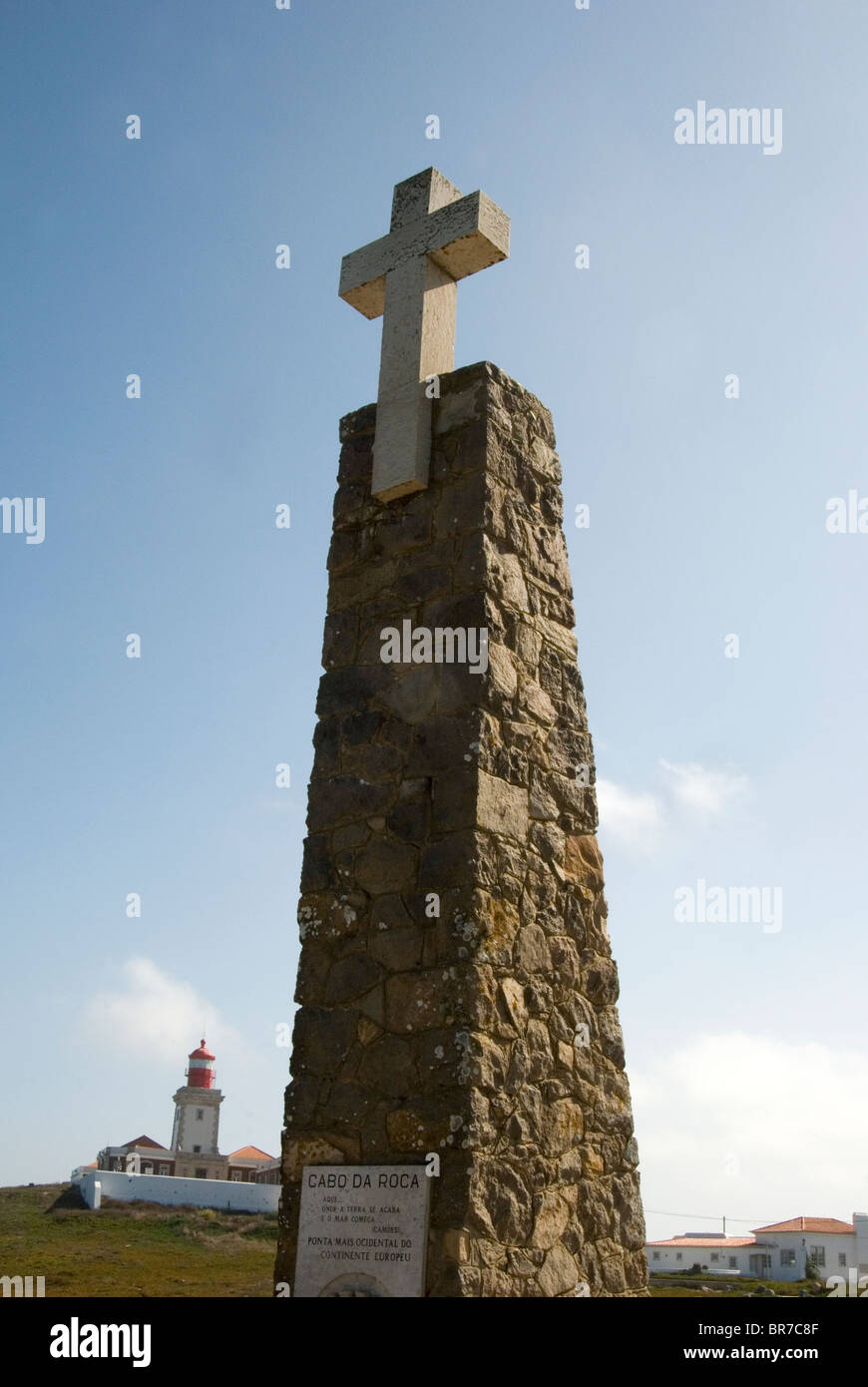 Cap de Cabo da Roca, au Portugal. La croix. Banque D'Images