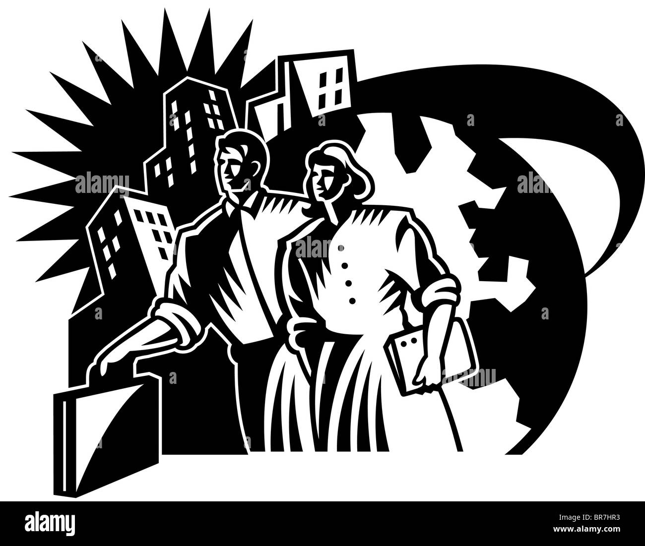 Une paire de businesspeople walking de travailler Banque D'Images