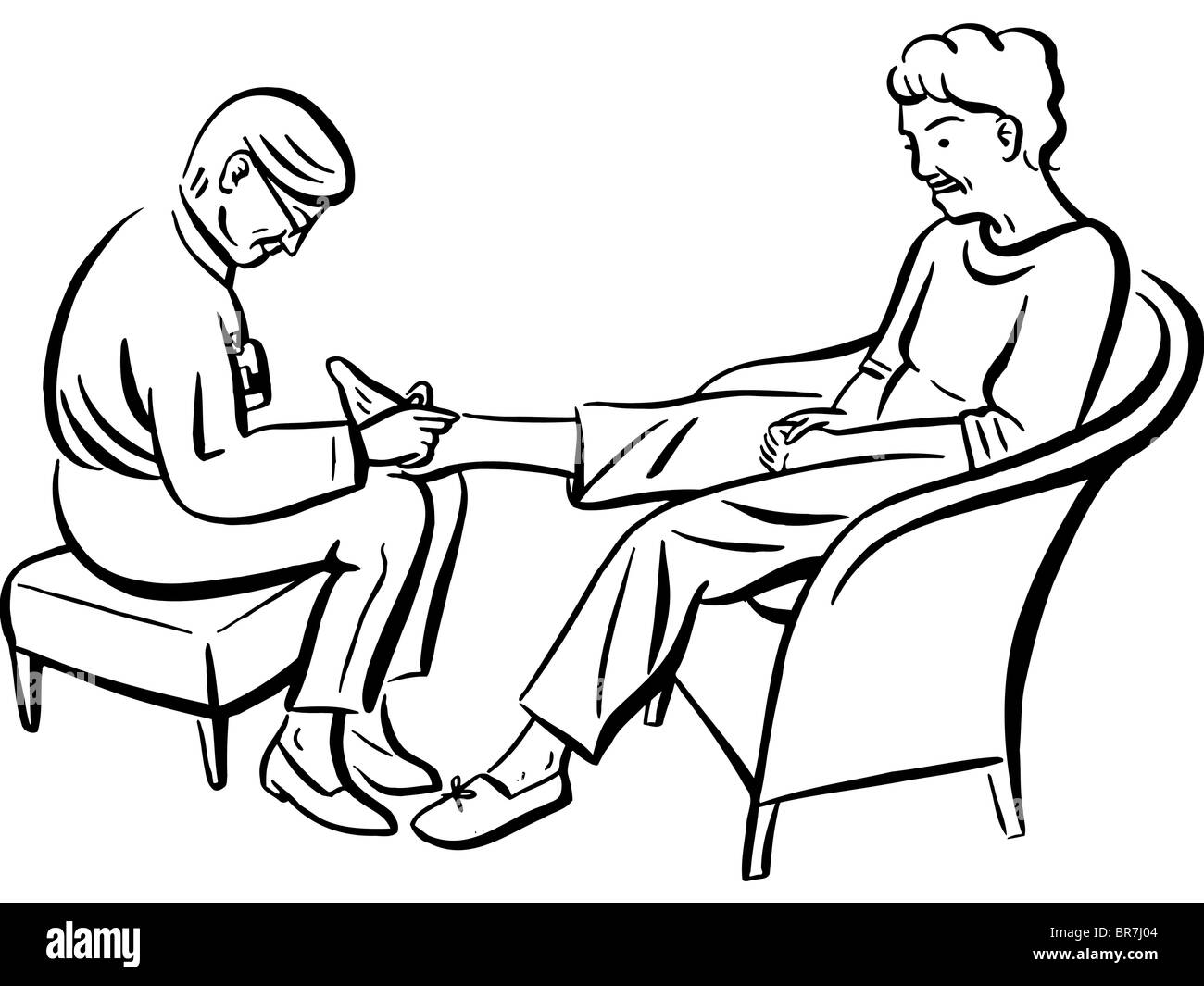 Dessin humoristique massage d’une femme Banque de photographies et d