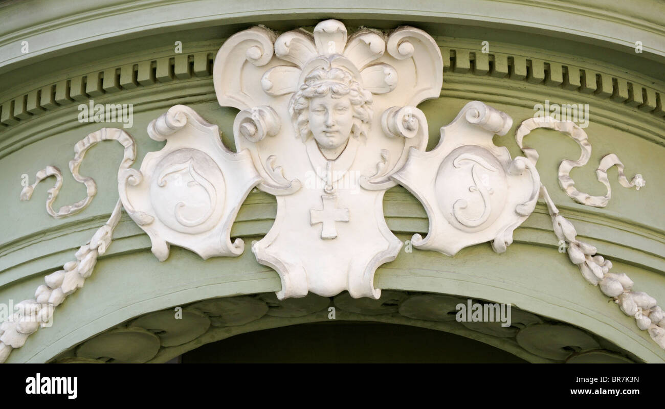 Ljubljana, Slovénie. Dans Presnerov détails Art Nouveau trg. Banque D'Images