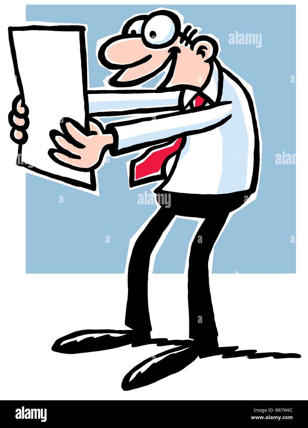 Un dessin dessin d'un homme en chemise et cravate tendant un morceau de  papier en face de lui Photo Stock - Alamy