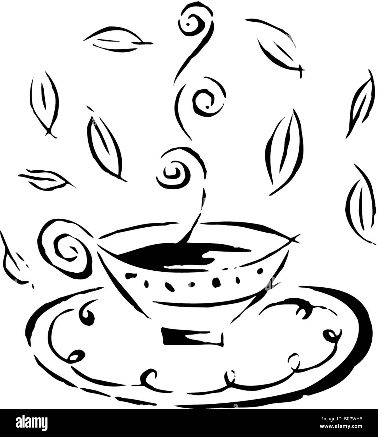 Dessin d'une tasse de thé chaud Banque D'Images