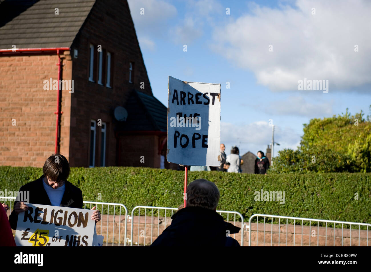 Les manifestant papale à Glasgow le jour de la visite du Pape, le 16 septembre 2010 16/09/2010 Banque D'Images