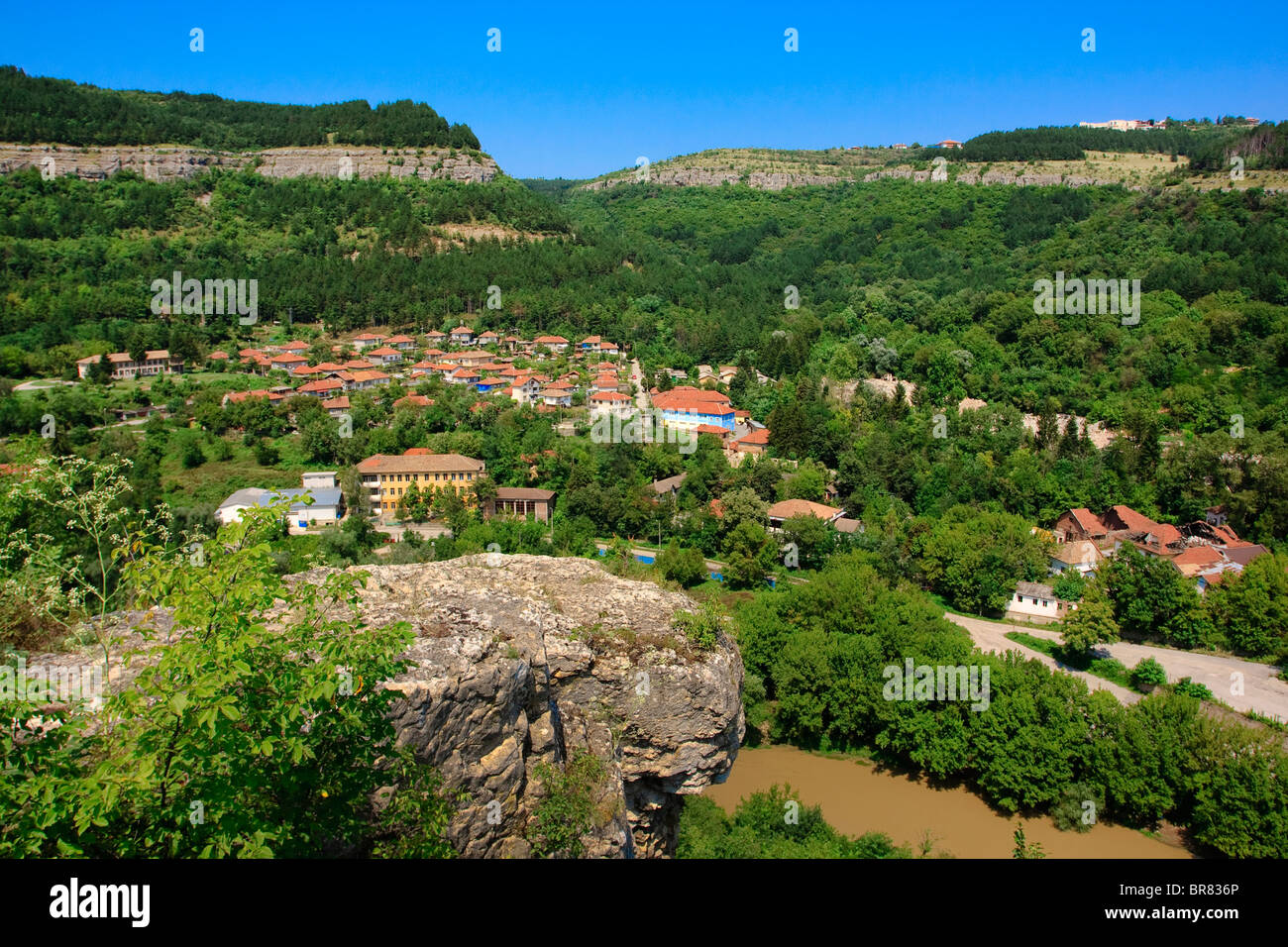 Rock à l'exécution de la forteresse Tsarevets à Veliko Tarnovo, Bulgarie Banque D'Images